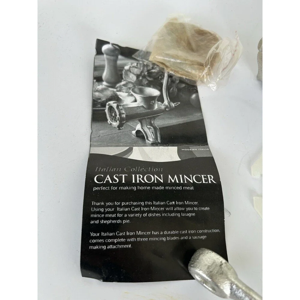 Italian Collection Cast Iron Mincer Meat Grinder Sausage Maker New Open Box